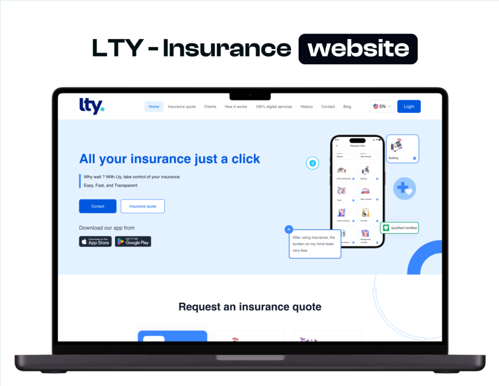 Modern landing page ui design - Insurance website design